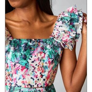 BuddyLove Baha Mar Ibiza Floral Ruffle Crop Top Romantic Puff Sleeve vacation XS